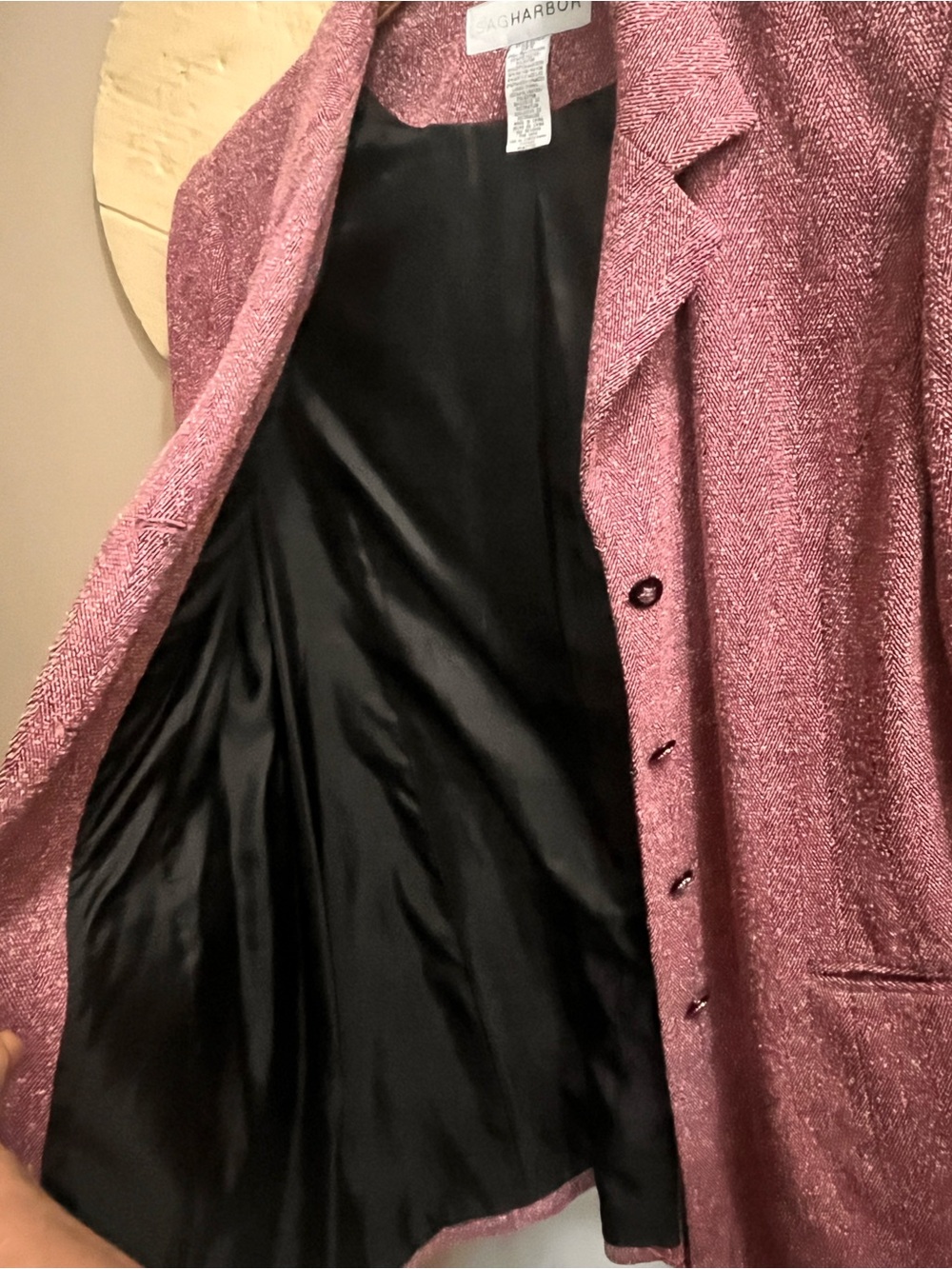 Sag Harbor Rose Pink Textured Long Blazer Jacket - Picture 3 of 4